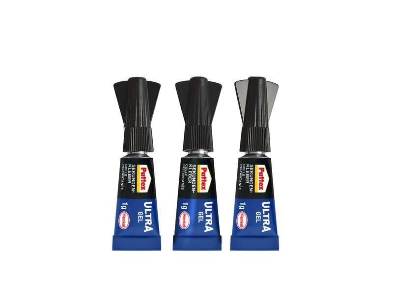 Pattex Sekundenkleber Ultra Gel Mini Trio 3 x 1 g, Transpar Reparaturkleber