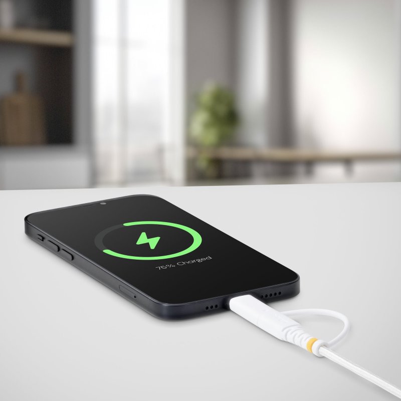 StarTech.com Câble de Recharge USB-C Robuste 2 en 1 de 1m avec Adaptateur Lightning, 30W/60W (3A), Certifié Apple MFi, Câble de Recharge USB-C Tressé pour iPhone/iPad/Android