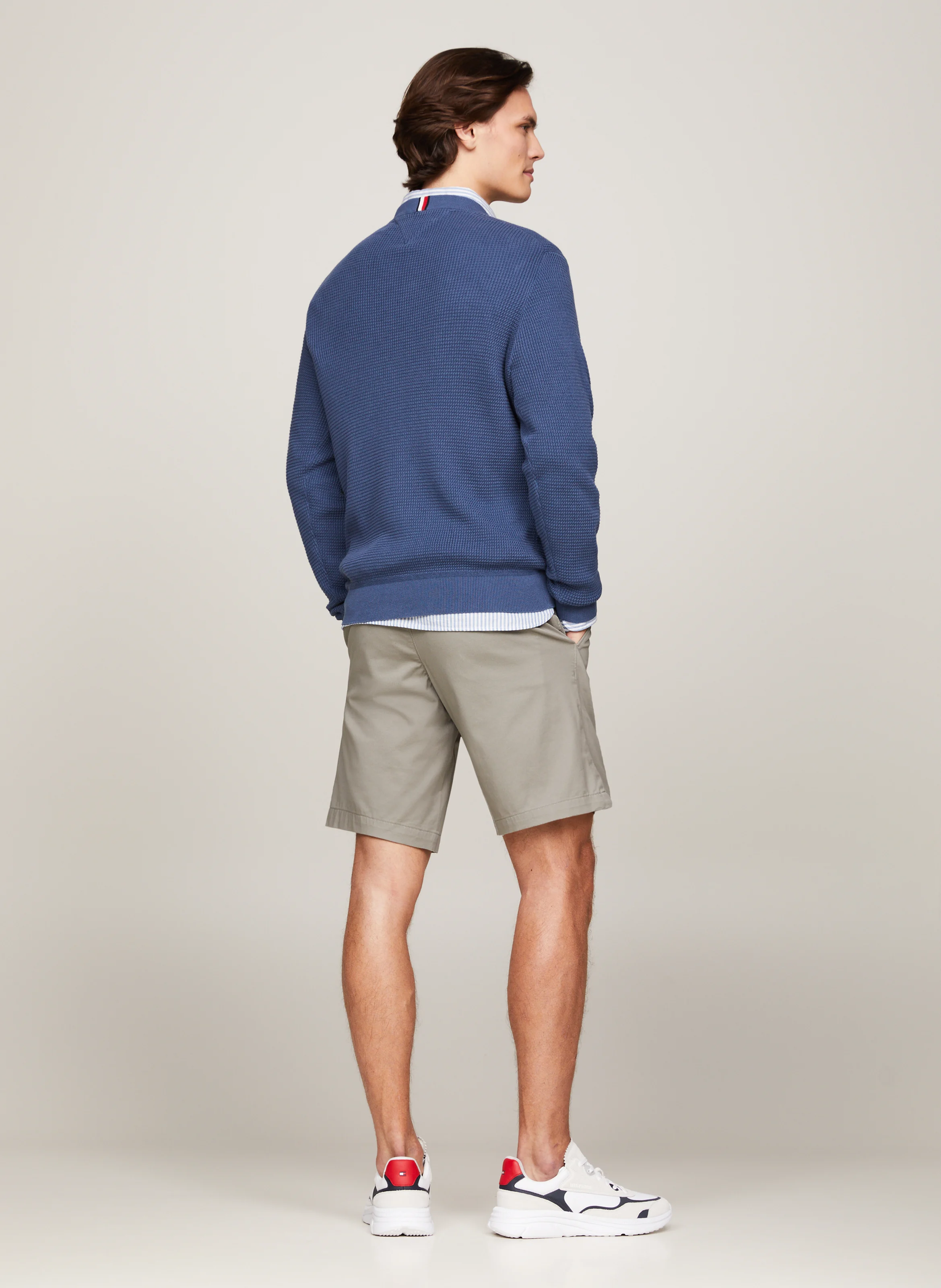 Pull col rond en coton organique | Bleu