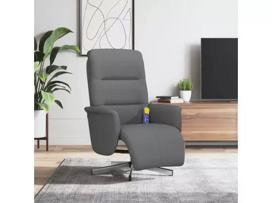 Fauteuil inclinable massant et repose-pieds gris foncé tissu