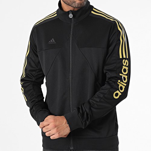 Veste Zippée A Bandes Tiro IM2920 Noir Doré