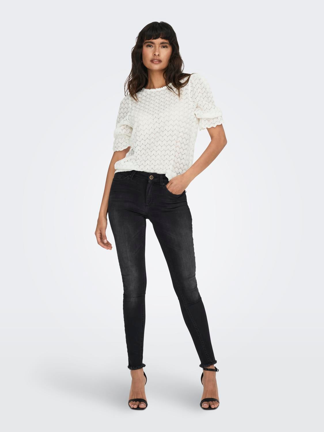 ONLBLUSH Mittlere Taille Skinny Fit Jeans Black Denim