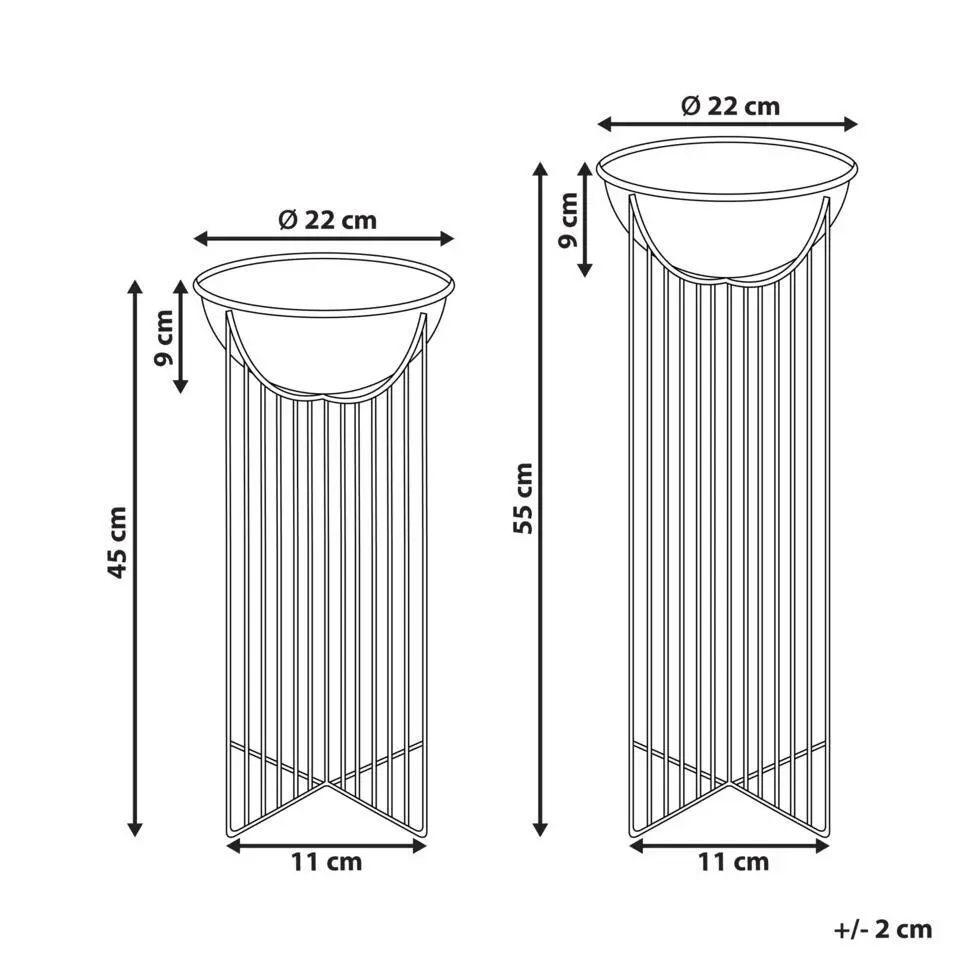 FICARIA - Bloempot set van 2 - Zwart - Metaal