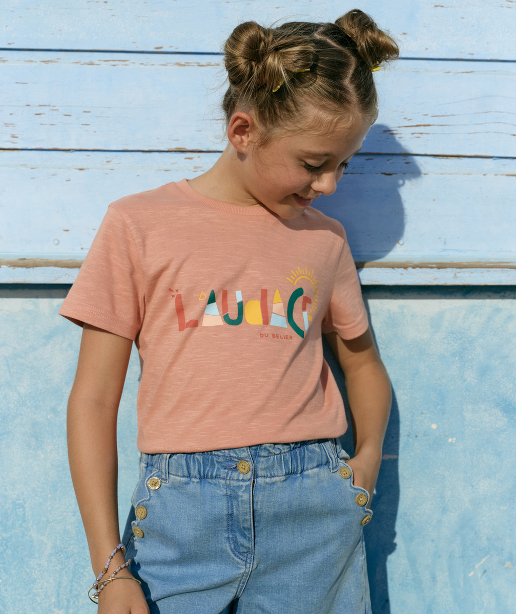 COSMIC VIBES - T-SHIRT ROSE BELIER EN COTON BIO ENFANT