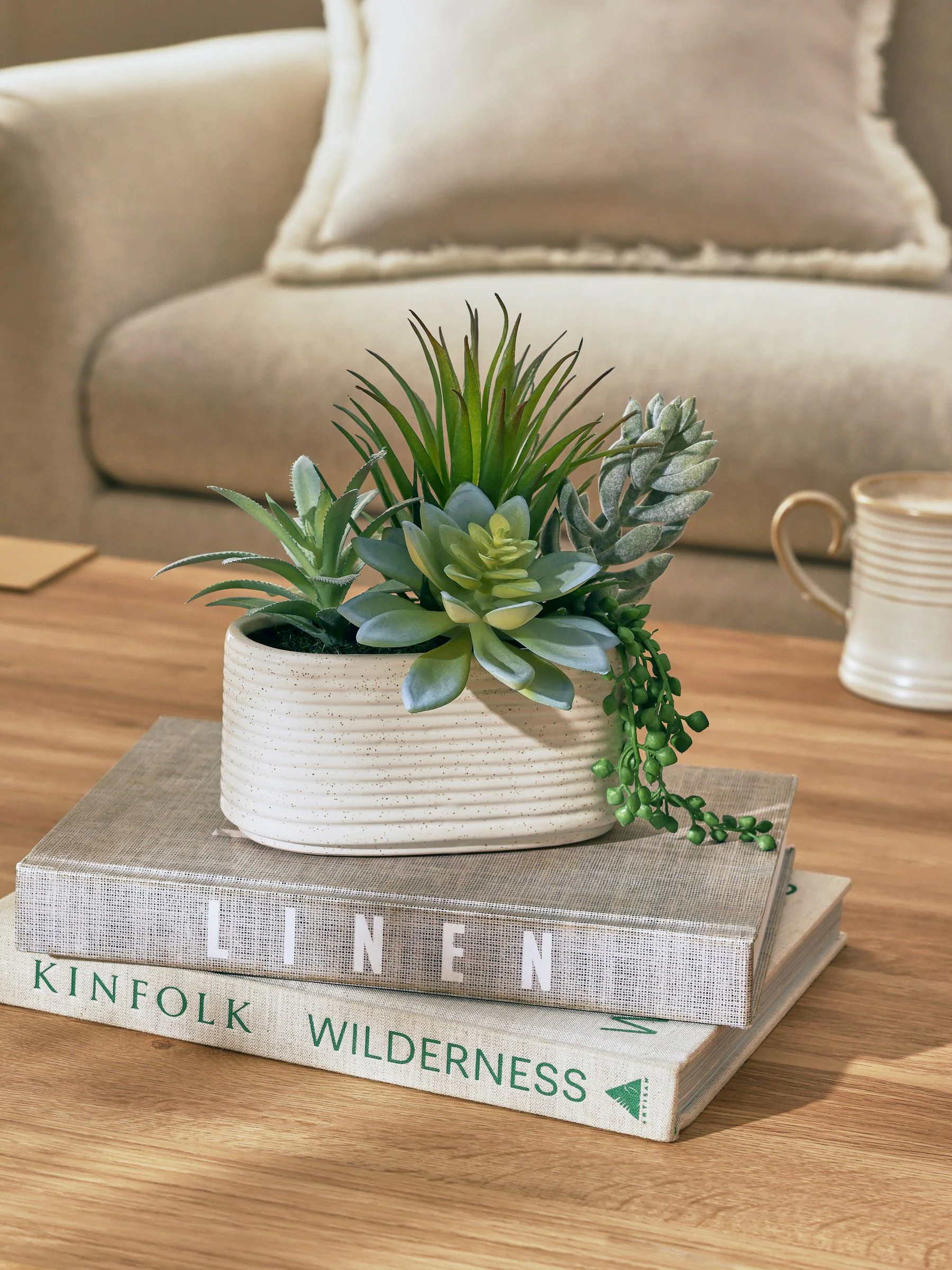 Artificial Succulent Garden In Ceramic Pot