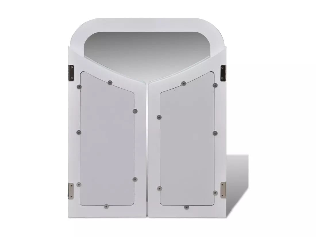 Coiffeuse avec miroir et tabouret 2 tiroirs Blanc