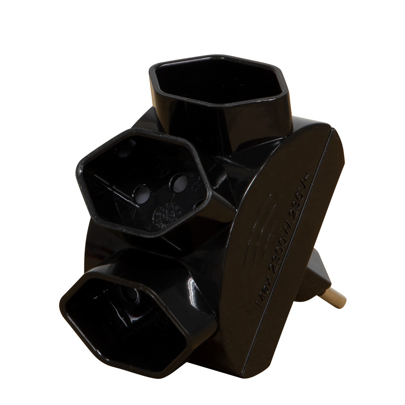 3-fach Mehrfachstecker T13 Abzweigstecker Steckdosen Adapter Schweiz 3-polig Sternförmig (1508022102) - Schwarz