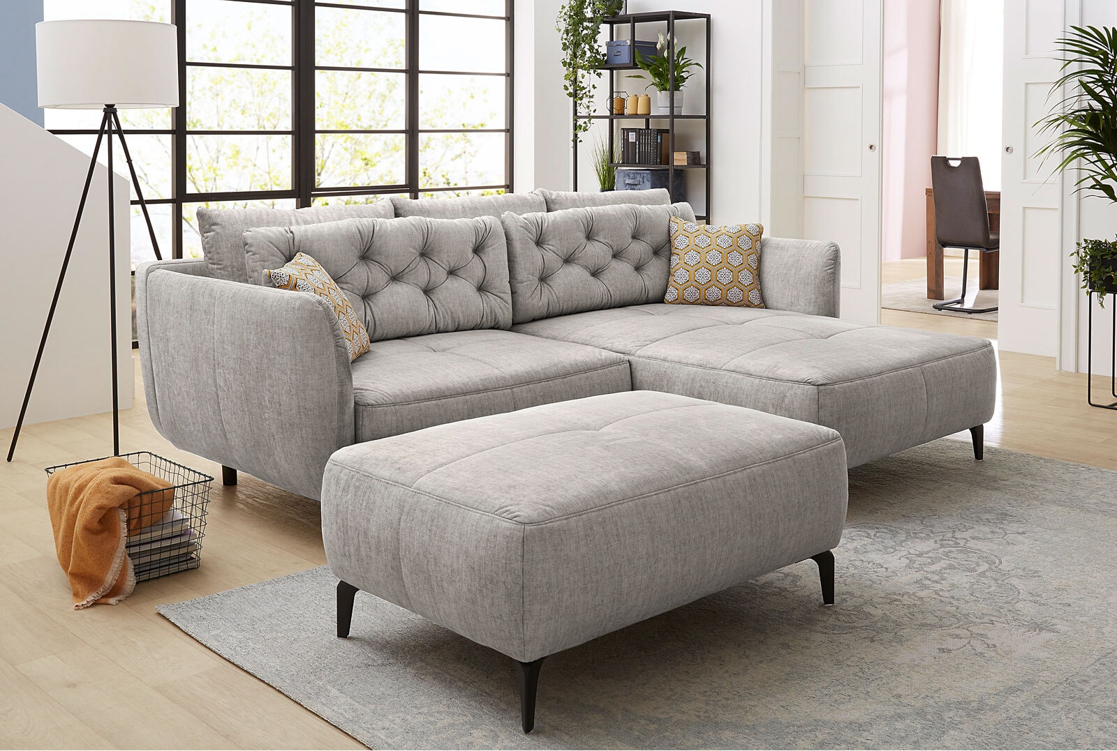 Ecksofa Salo Stoffbezug Hellgrau 251x92x186 cm