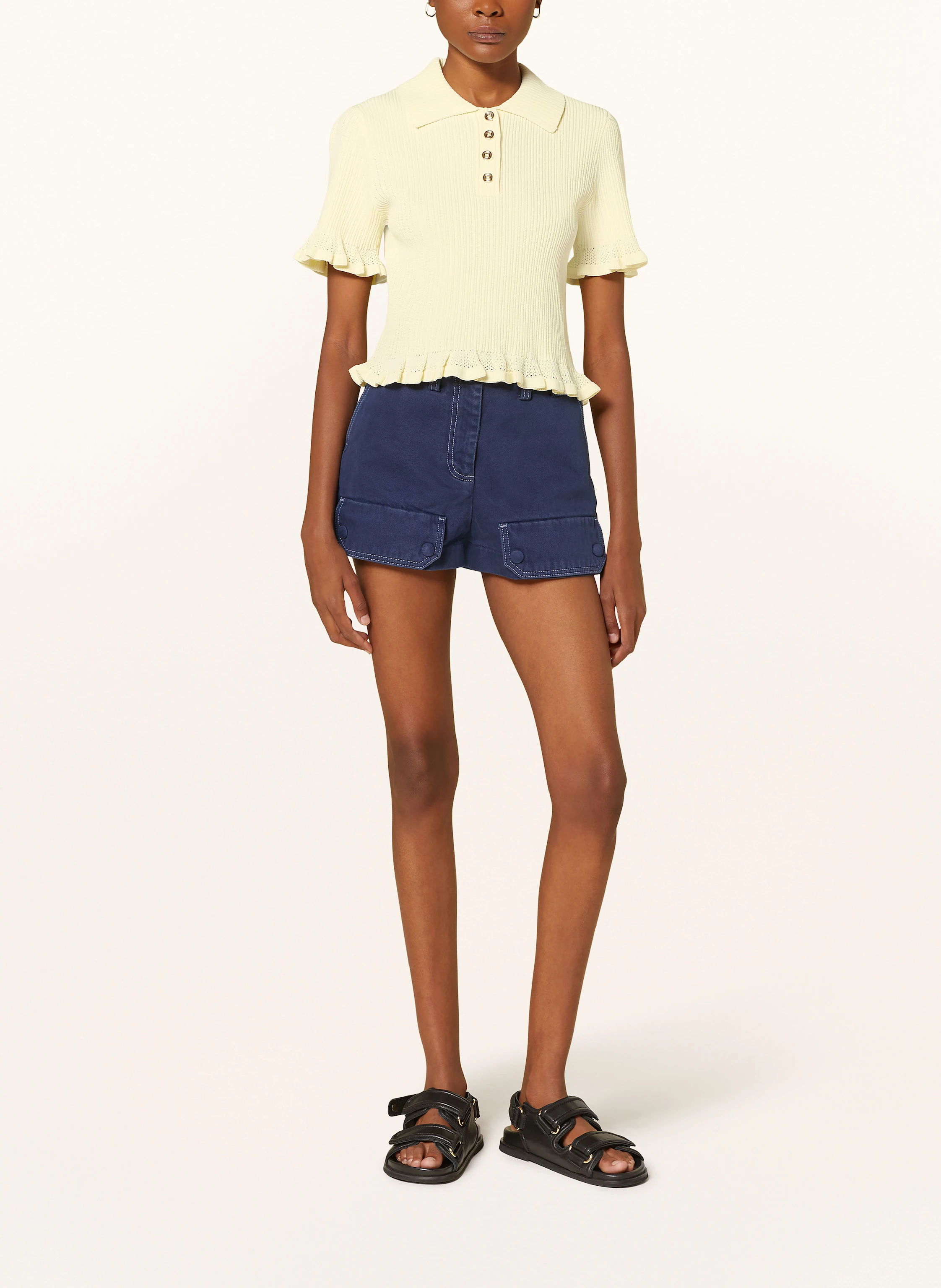 SANDRO Strick-Poloshirt mit Volants