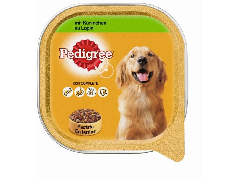 Pedigree Nassfutter Adult mit Kaninchen, 20 x 300 g Alleinfuttermittel für ausgewachsene Hunde