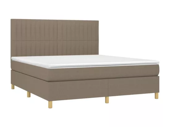 Sommier tapissier avec matelas et LED Taupe 180x200 cm Tissu