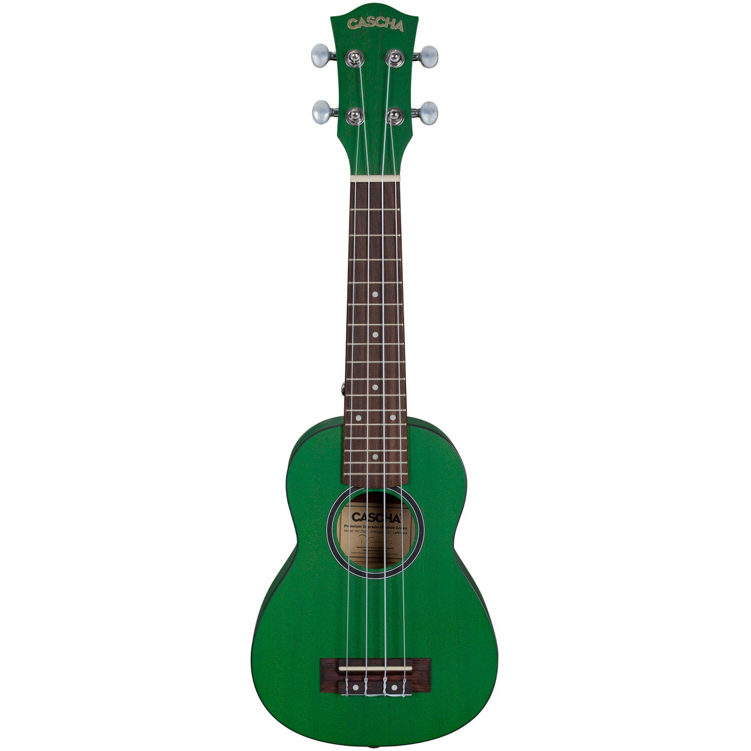 Cascha HH 2265L Premium Mahogany linkshandige sopraan ukelele set groen