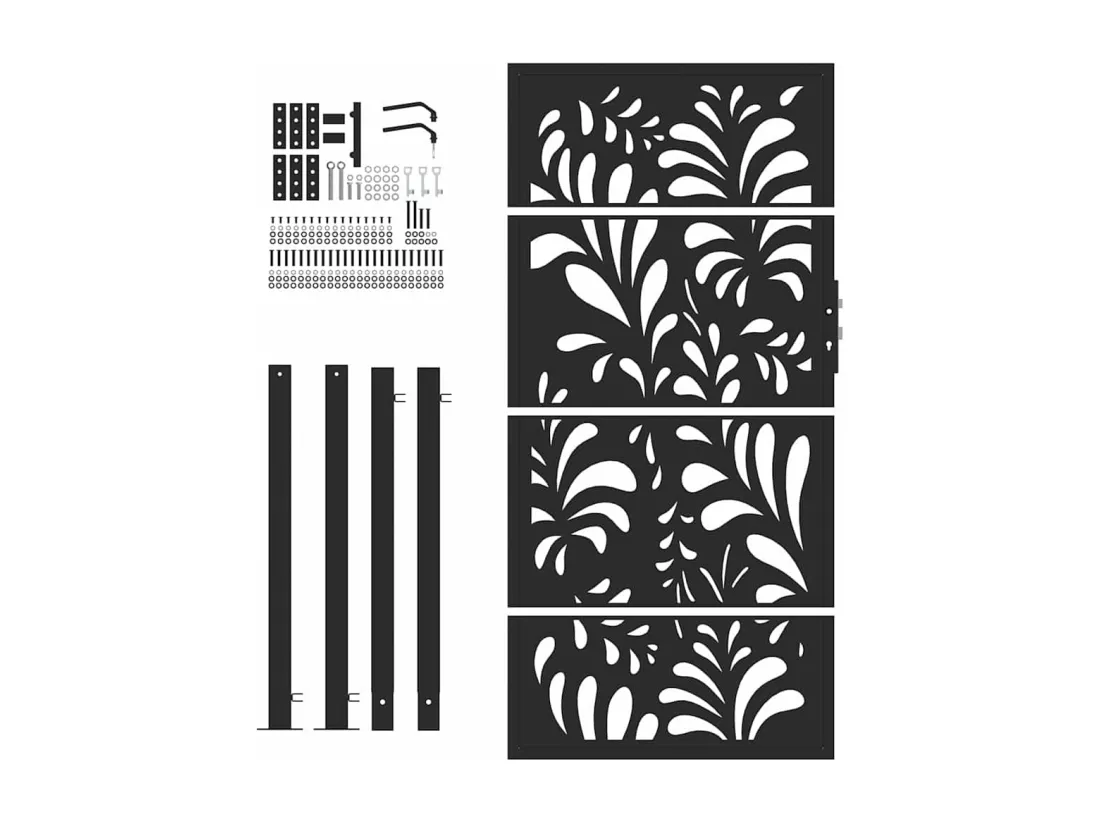 Portail de jardin noir 105x180 cm acier conception de vagues
