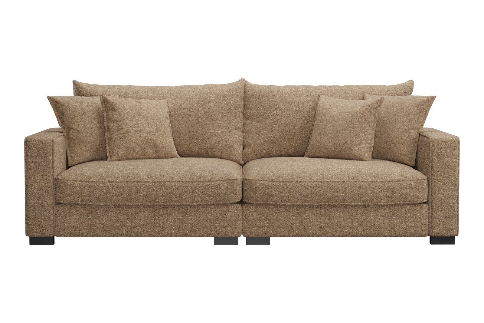 Rossi Lux 3-seter sofa Tekstil Beatto 1012 Brown, arm B med sorte ben. Lux Komfort.