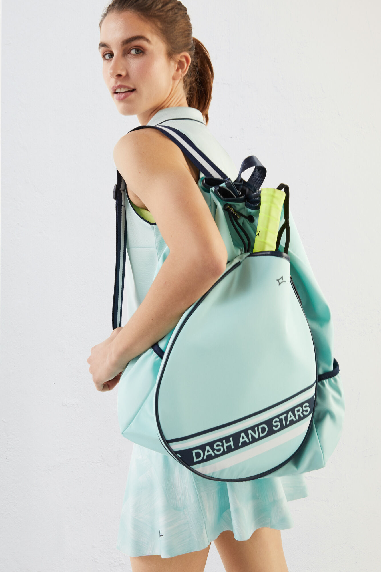 Mochila para raquete de padel azul e verde