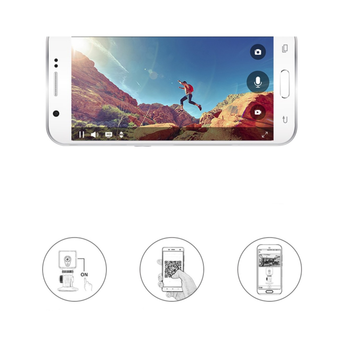 FullHD 1080p WiFi Mini Kamera 140° Weitwinkel Infrarot LED's Nachtsichtfunktion mit Akku (800mA)   Micro SD Slot für iOS/Android - Schwarz