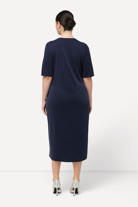 Midikleid, Wickeloptik, V-Ausschnitt, Halbarm, Taschen