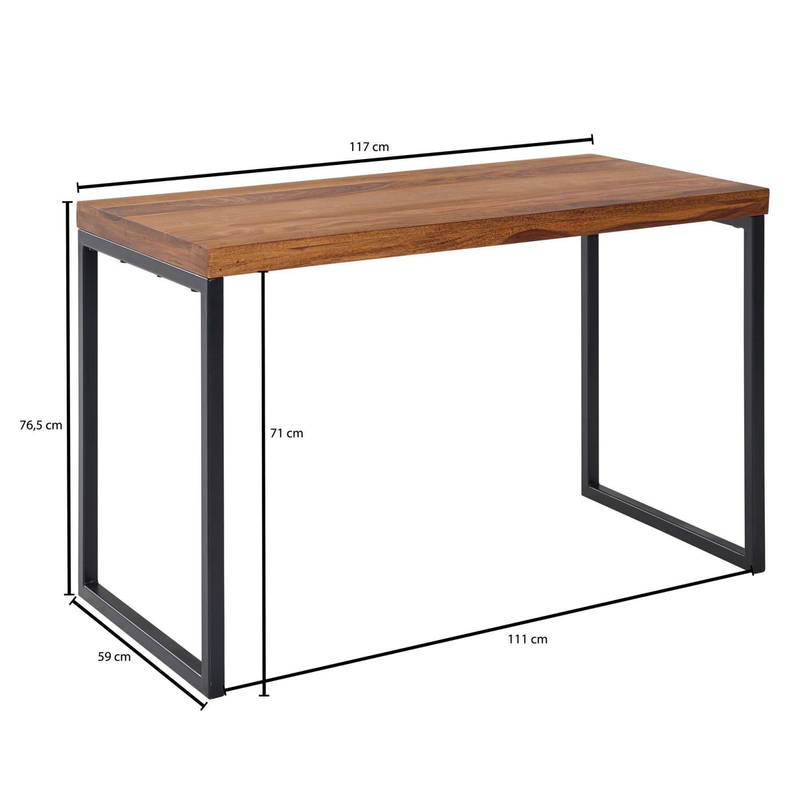 Schreibtisch - Sheesham dunkelbraun - 117 cm