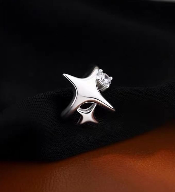 Parskletie - 925 Sterling Zilveren Strass Ster Oormanchet