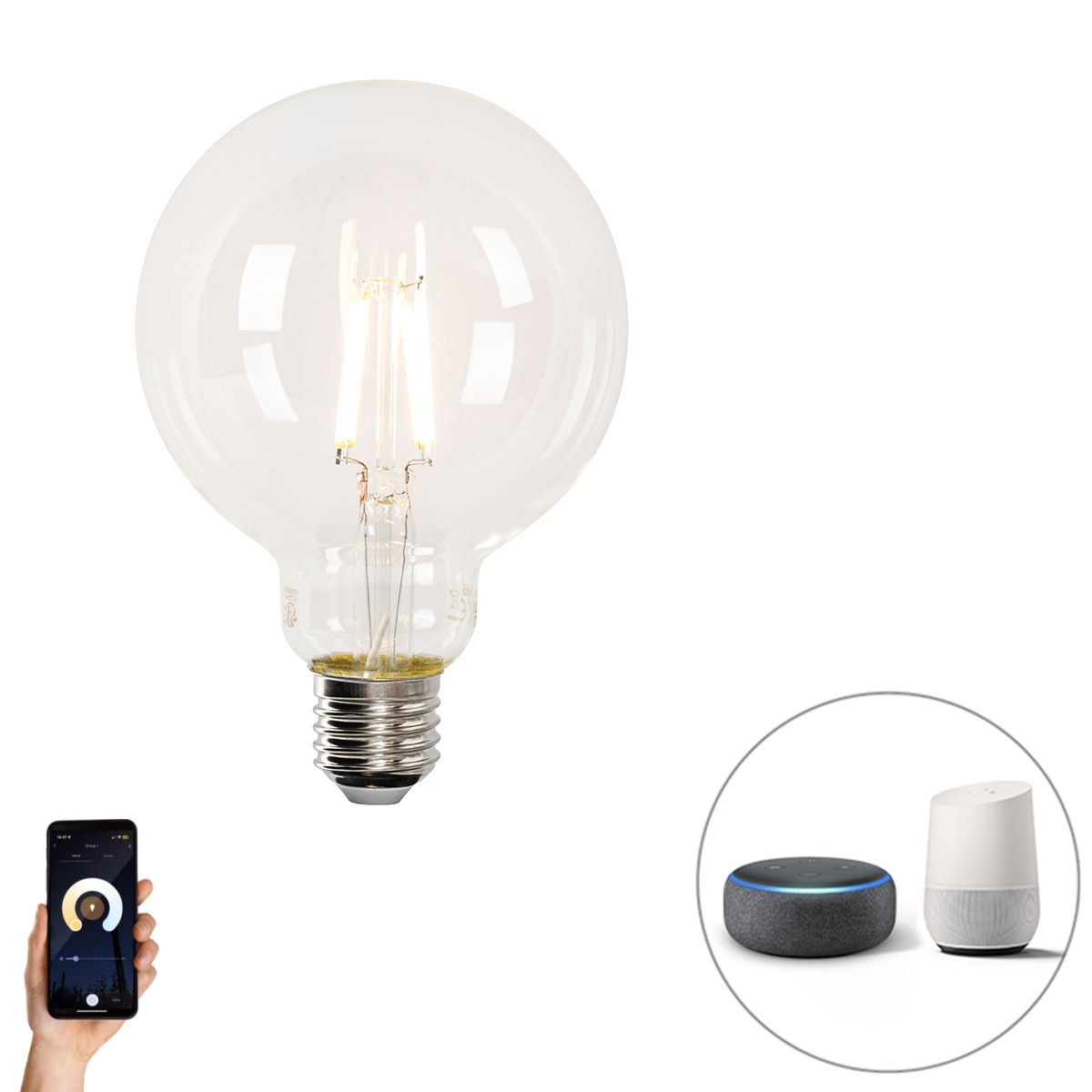 Smart E27 LED lamp G95 4,5W 470 lm 1800-4000K