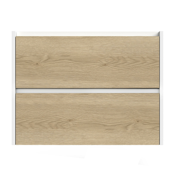 Tiger Reverse Meubelset 80 cm met 2 lades Naturel eik / Mat wit inclusief Oval wastafel Mat wit