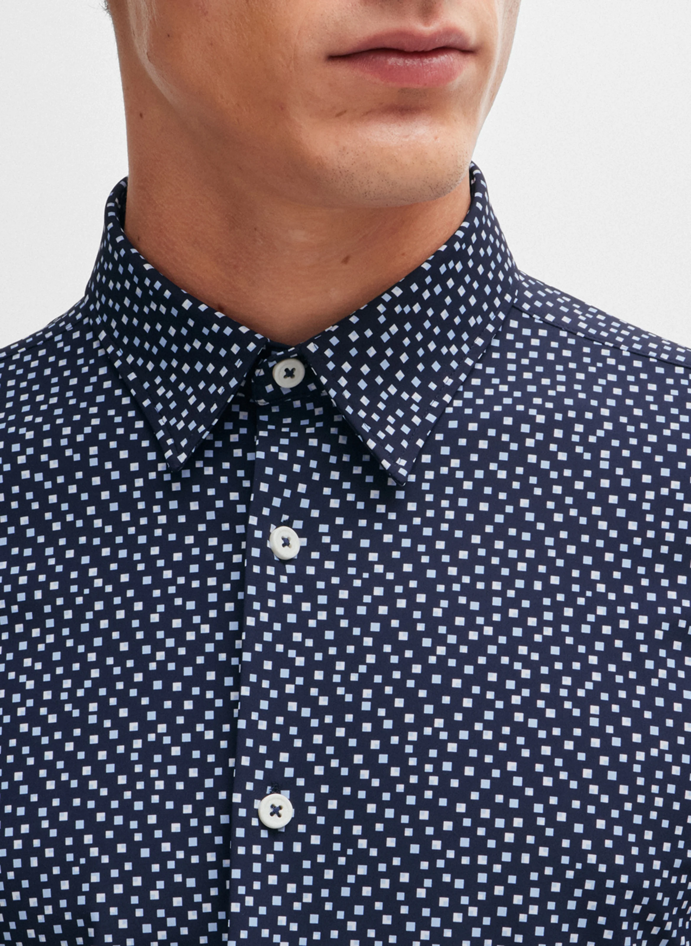 Chemise slim fit imprimée | Bleu