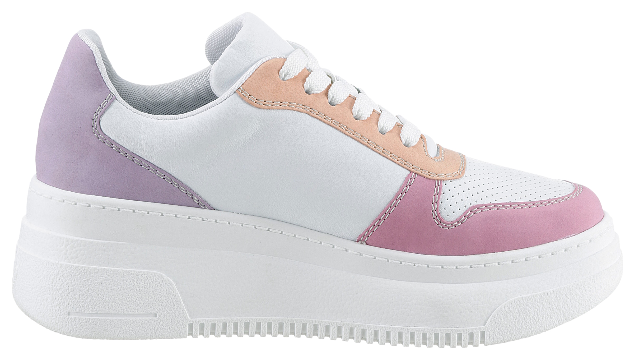 Rieker Plateausneaker  mit pastellfarbenen Kontrasten, Freizeitschuh, Halbschuh, Schnürschuh