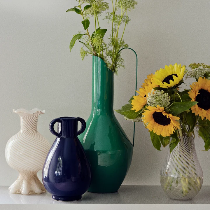 Broste Copenhagen - Mella Vase, intense blue / off-white