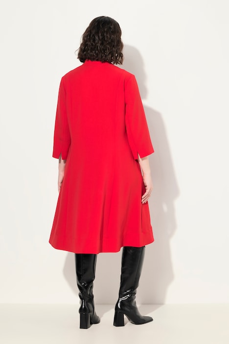Midikleid, Stehkragen, V-Ausschnitt, 3/4-Arm, Taschen