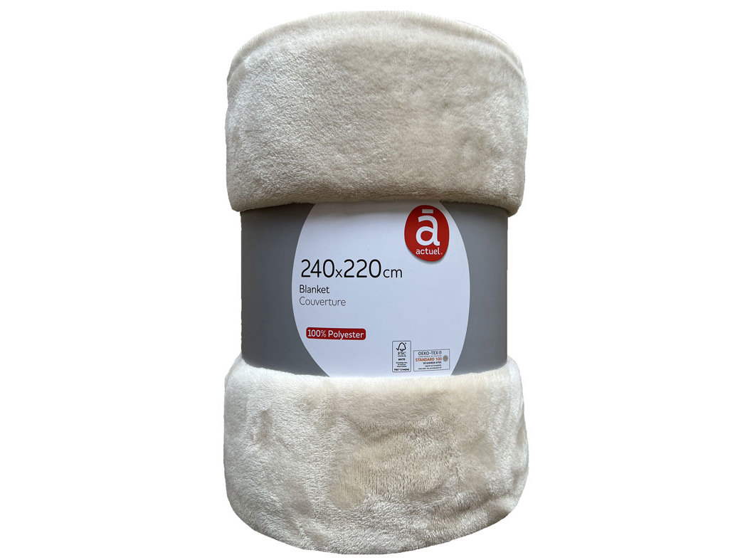 COBERTOR ACTUEL BEGE FLANELA 220X420CM