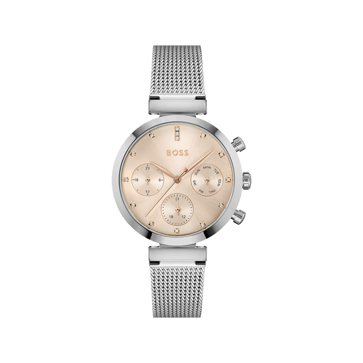 Montre Boss femme bracelet acier argent