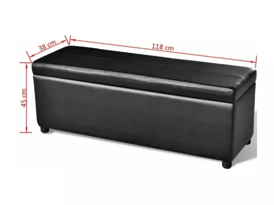 Banquette coffre capitonnée similicuir noir Mandai 118cm