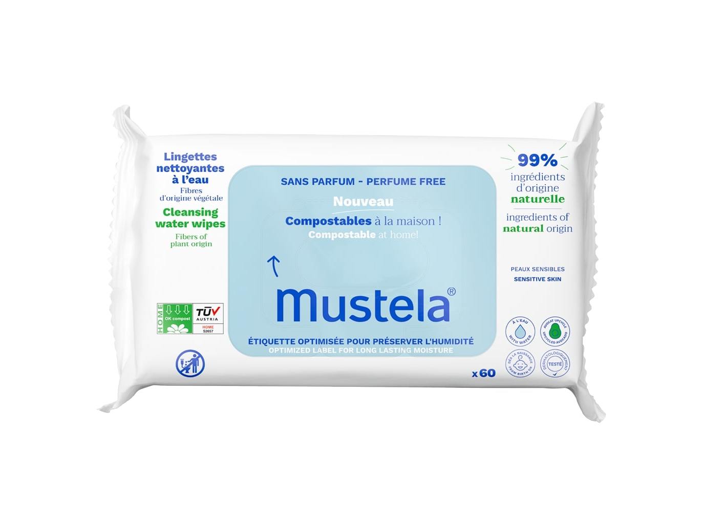TOALHETES MUSTELA LIMPEZA 0% PERFUMADO 60UN