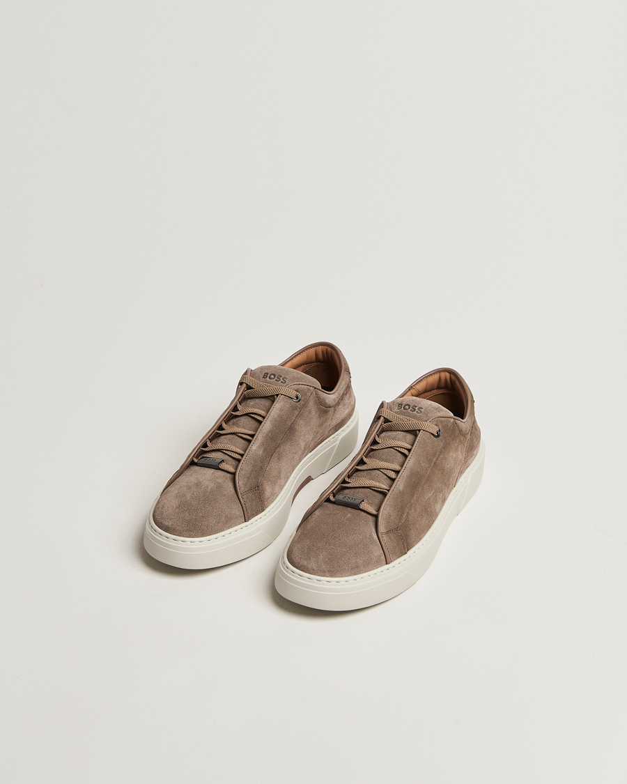 BOSS CAMEL Gary Suede Sneaker Dark Beige