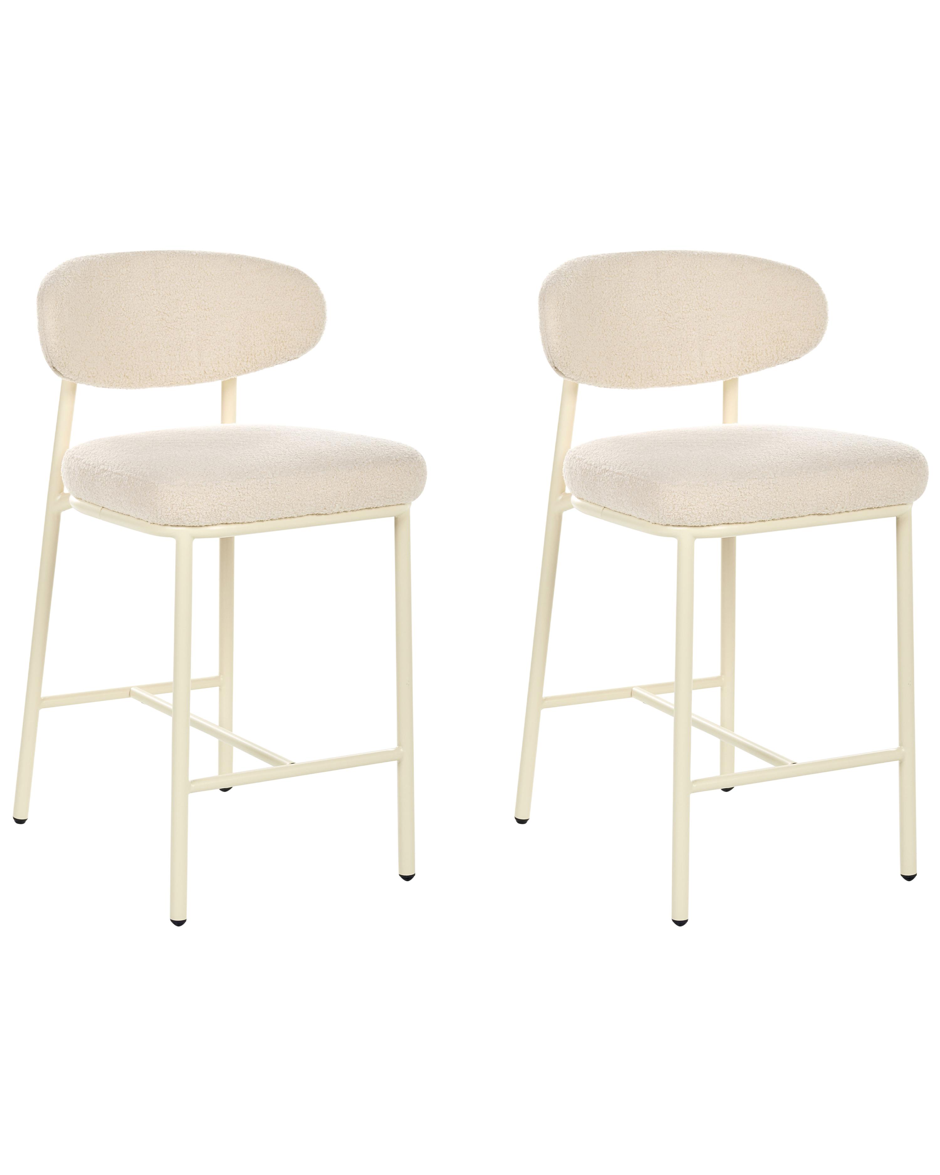 Set van 2 barstoelen UNITY Bouclé Lichtbeige