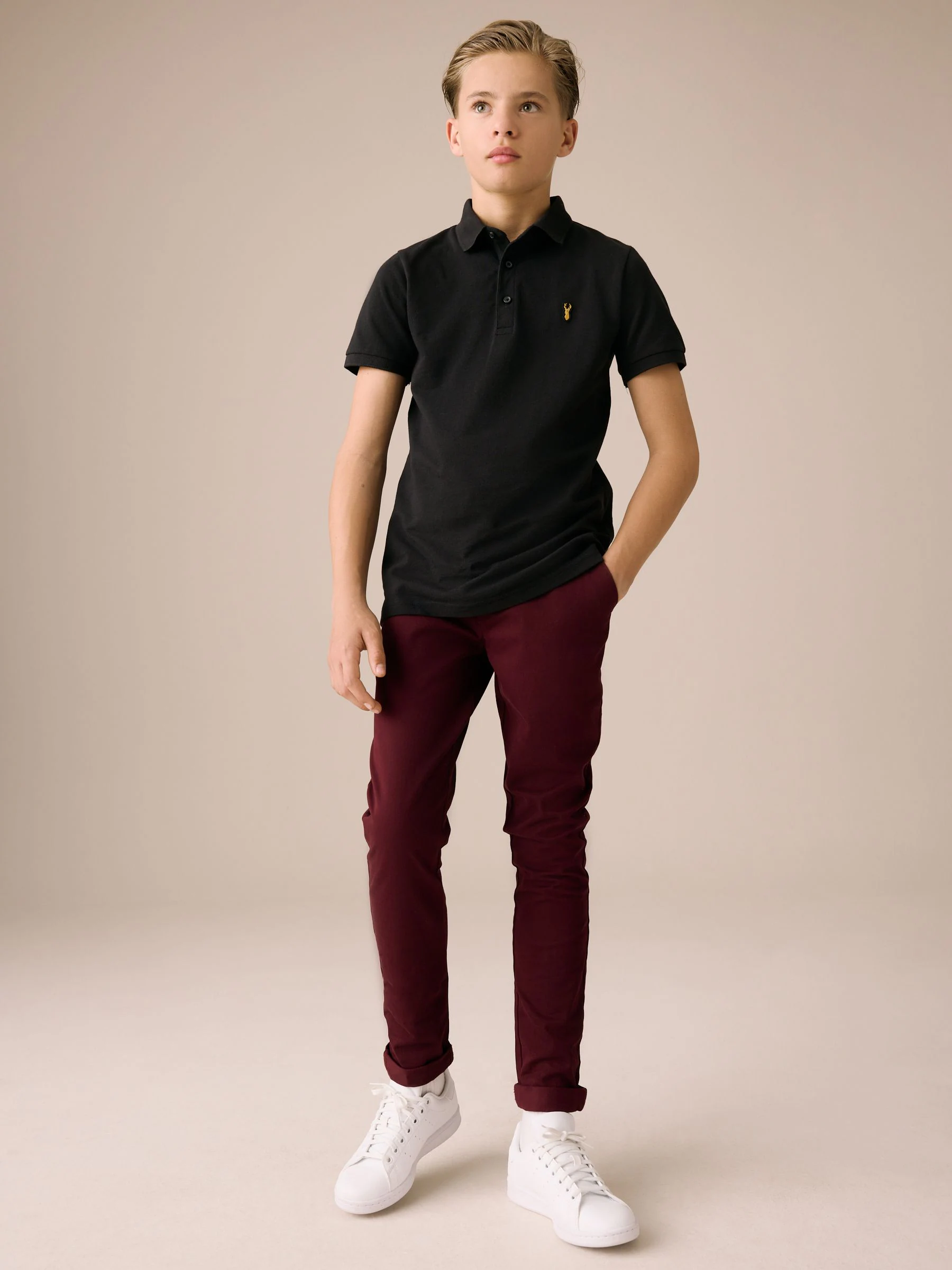 Bordeauxrood - Stretchy chino's (3-17jr)