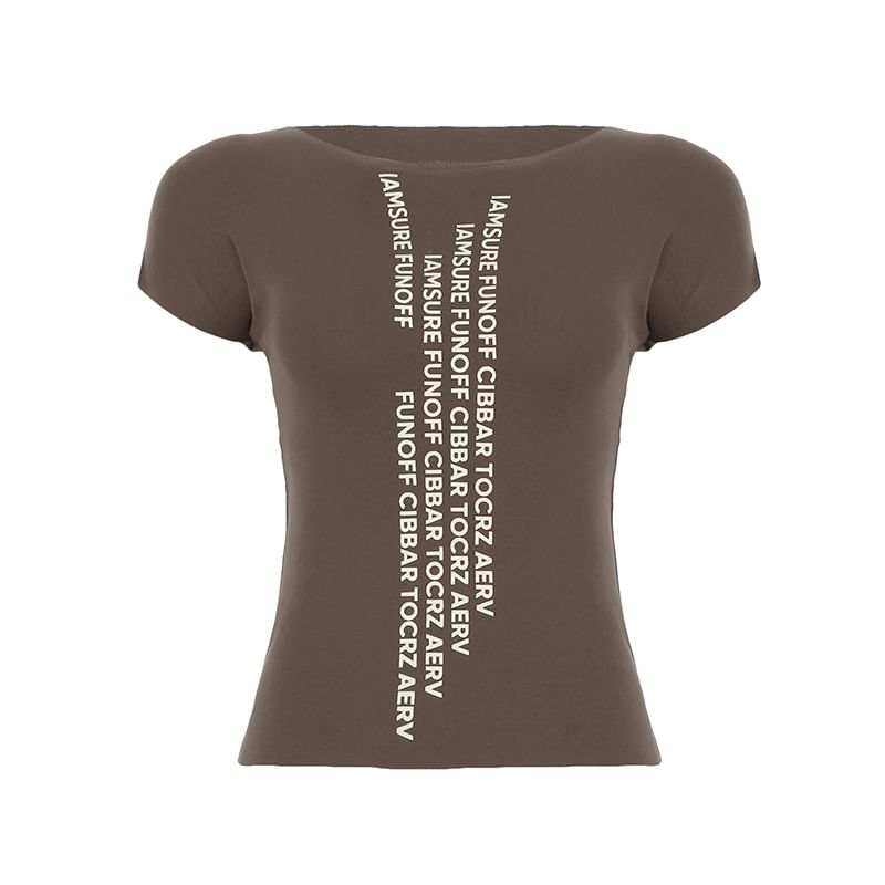 Trisica - Slim-fit crop top met korte mouwen en letterprint