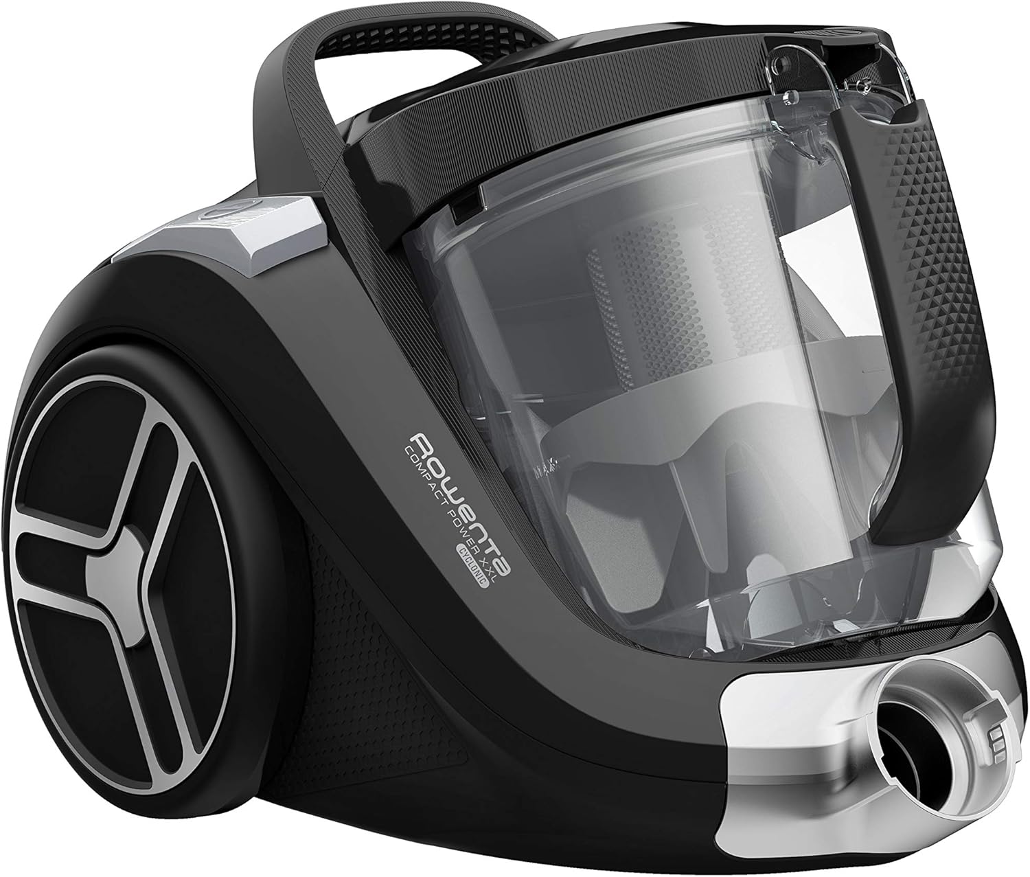 Rowenta beutelloser Bodenstaubsauger Compact Power XXL, 550 Watt, 2,5L Staubbehälter, Staubsauger leise und stark, extreme Saugleistung, hocheffizienter Saugkopf, Schwarz-Grau, RO4825