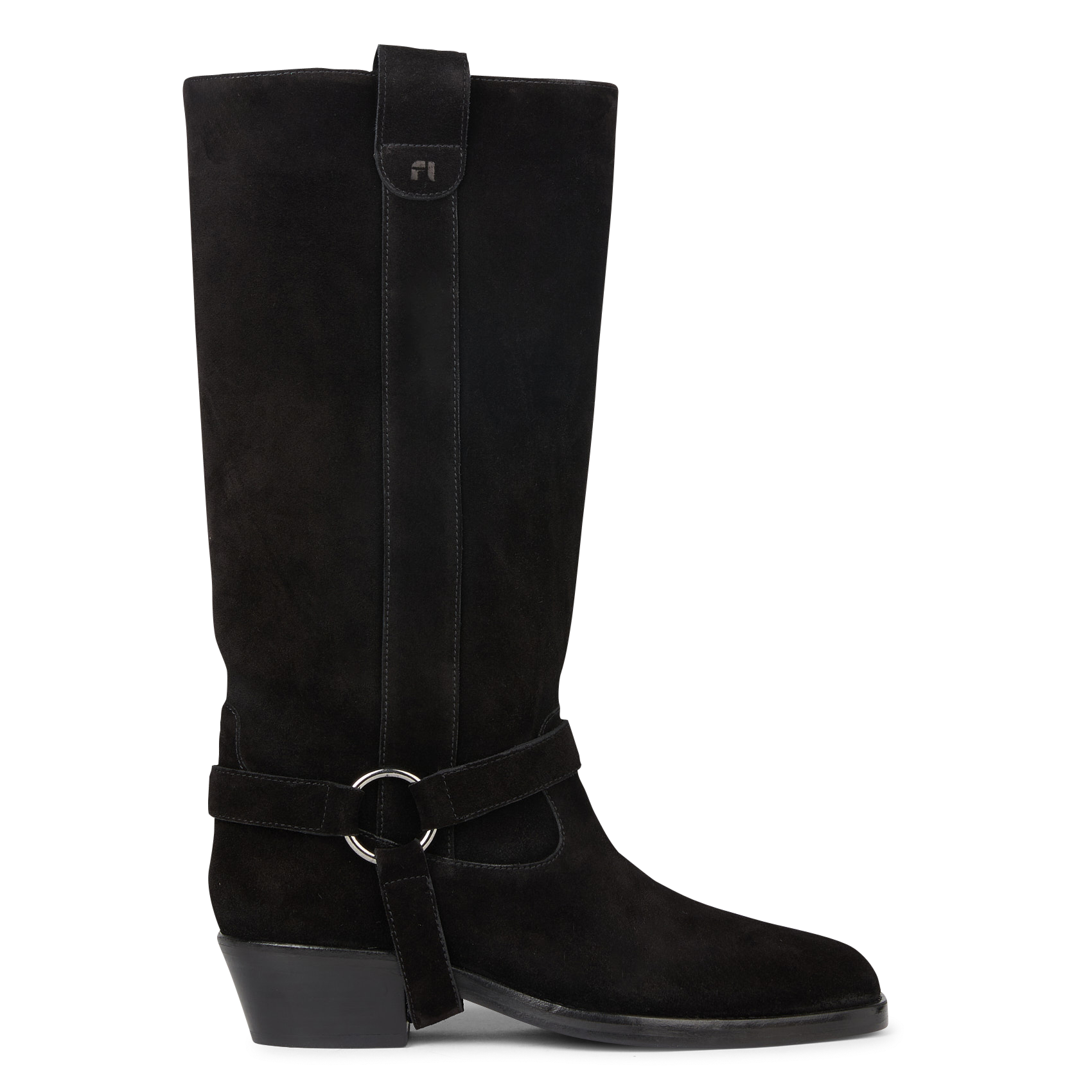 CARMA 45 - Botte western à harnais en cuir velours | Noir