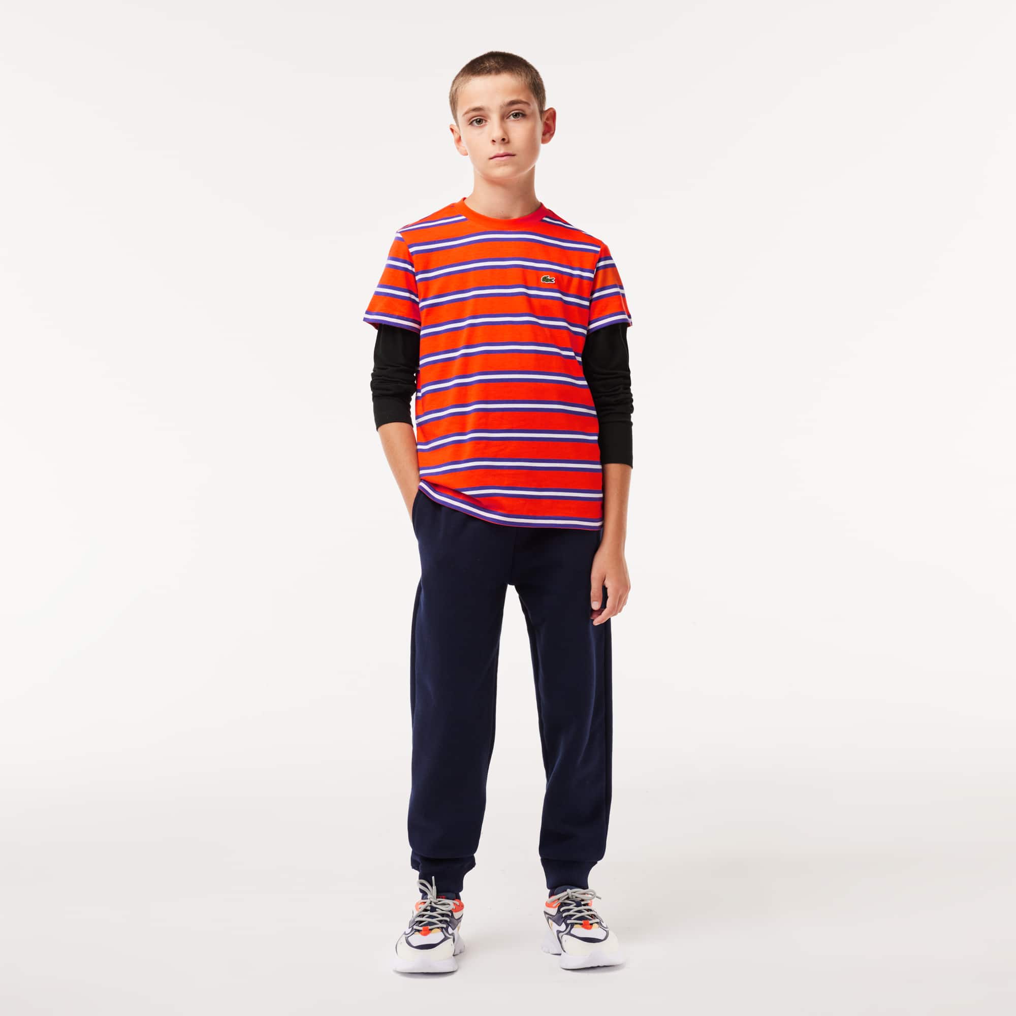 T-shirt enfant Lacoste avec imprimé rayé en jersey de coton T-Shirts & Chemises - Orange - Lacoste - Enfant