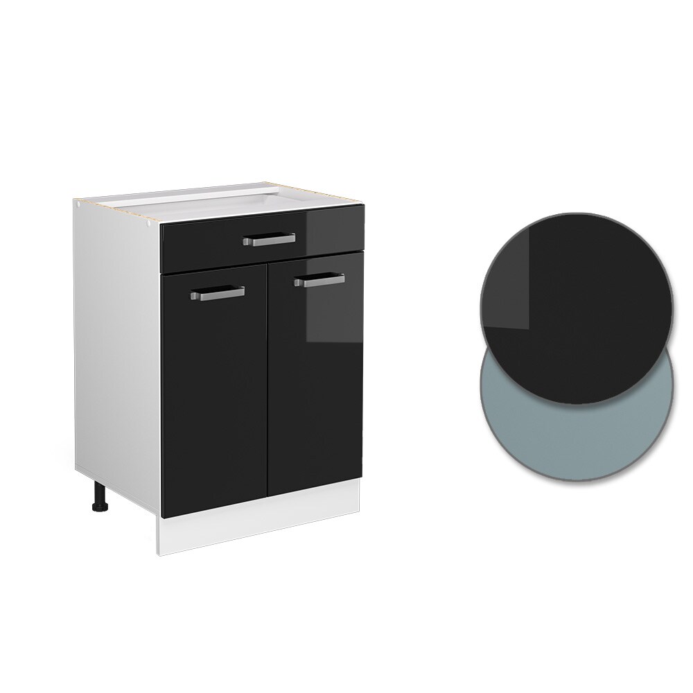 Vicco Schubunterschrank Küchenschrank R-Line Solid Weiß Schwarz 60 cm modern