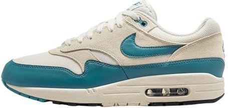Nike - AIR MAX 1 ESS - Sneakers - Lichtbeige/Petrol/Wolwit - Leer, Imitatieleer, Mesh, Suède