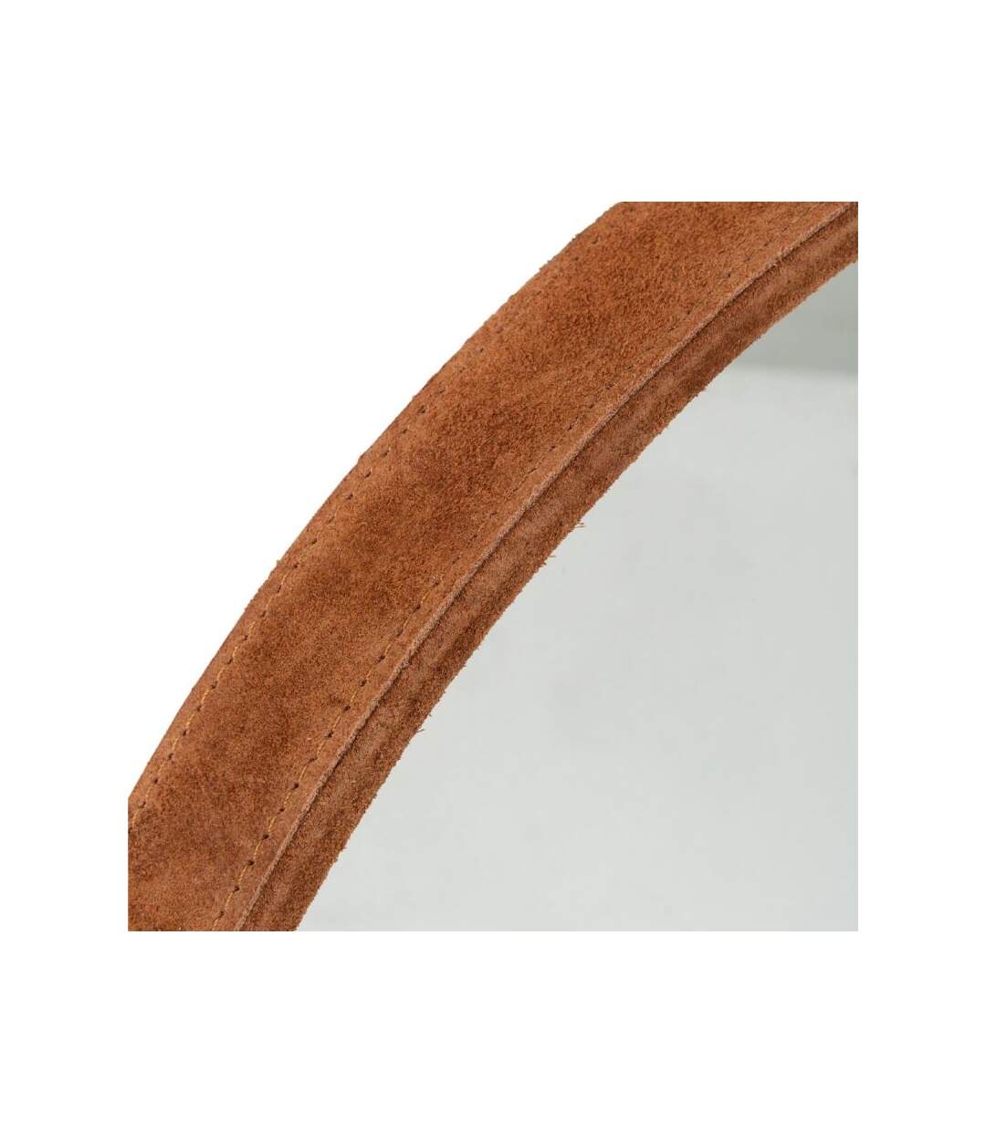 Paris Prix - Miroir Mural Design En Cuir tortu 60cm Cognac