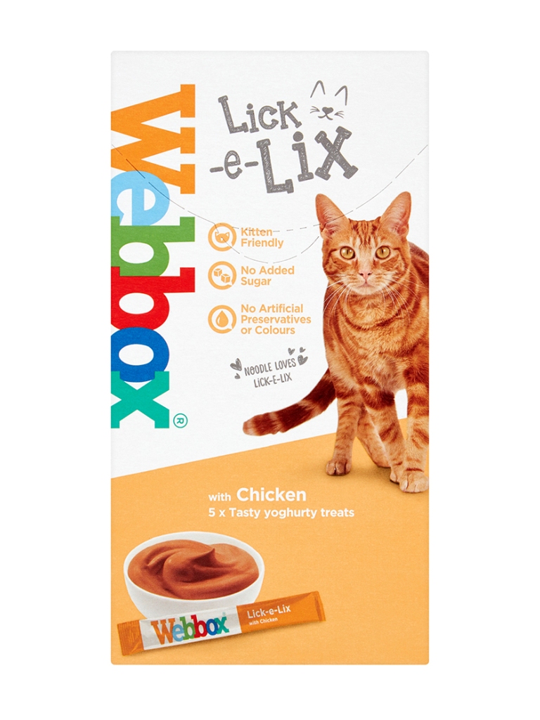 SNACKS PARA GATO WEBBOX LICK-E-LIX COM FRANGO 5X15G