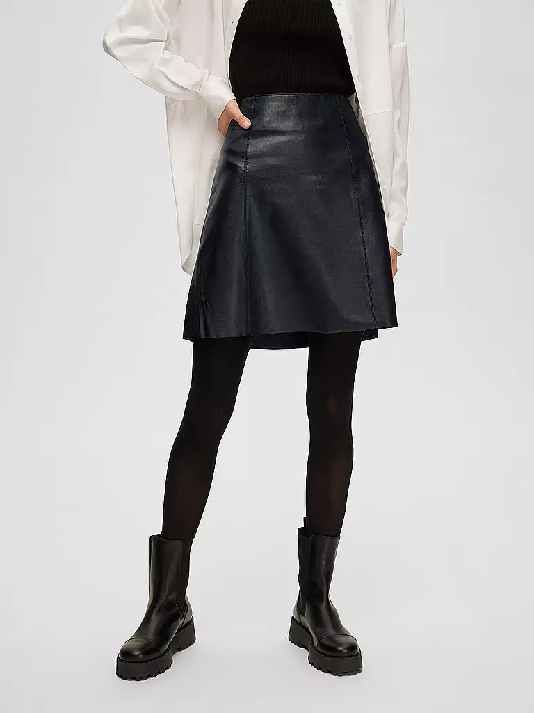 SELECTED FEMME Lederrock schwarz