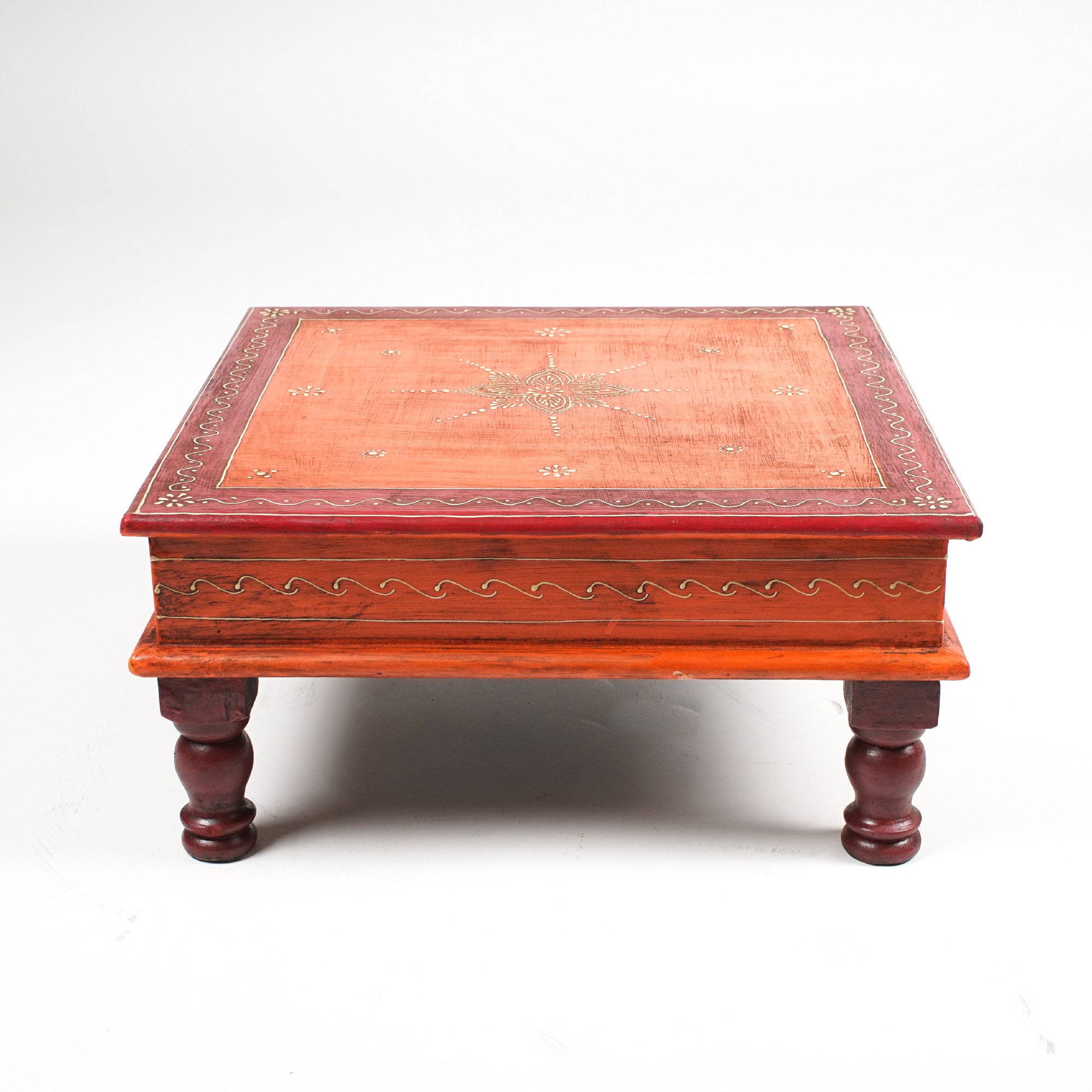 Teetisch 'Bajot', rot, orange, L 36 cm, B 36 cm, H 17 cm von fischer's lagerhaus