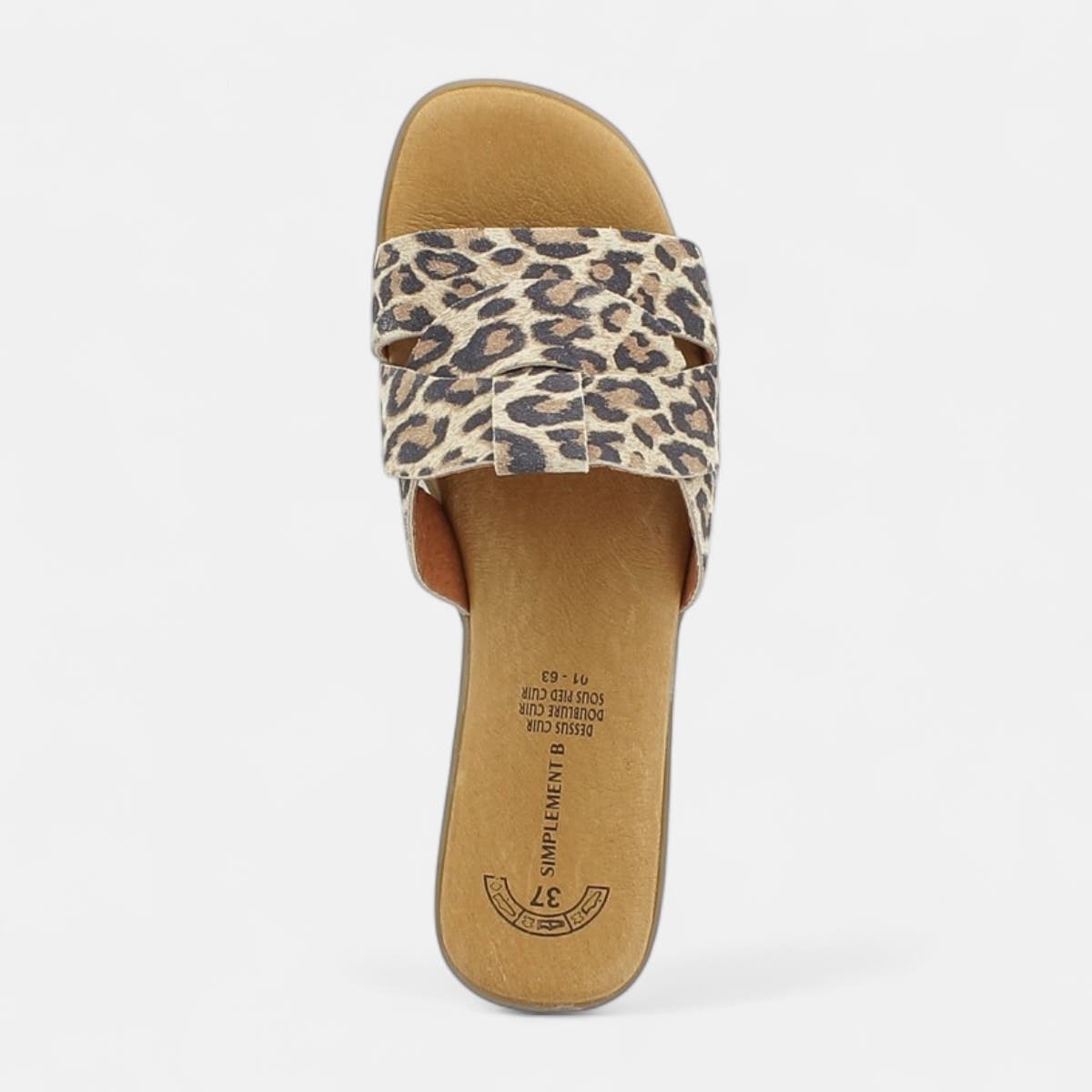 Mules Femme en cuir cognac