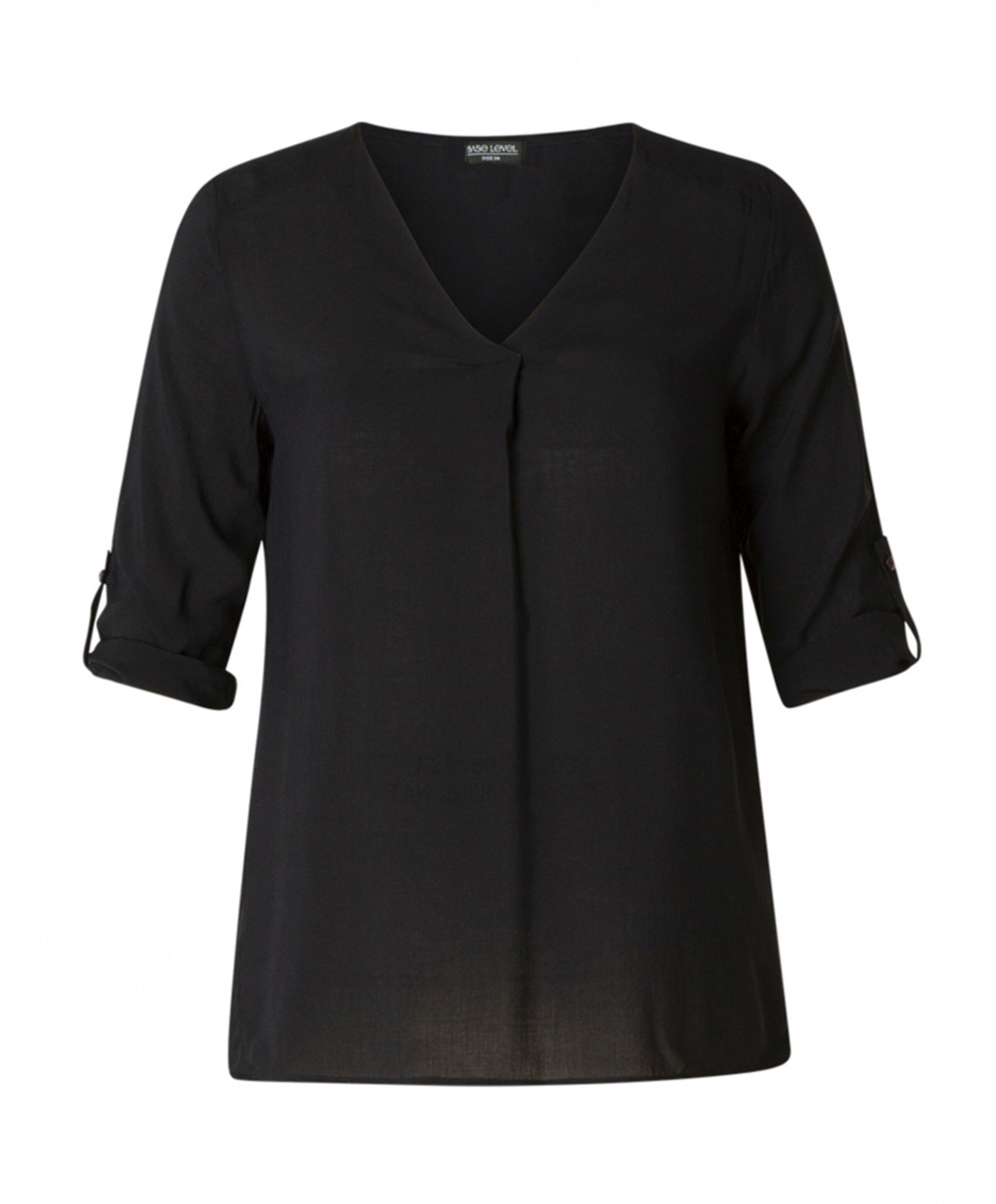 Base Level Curvy Dames blouse zwart