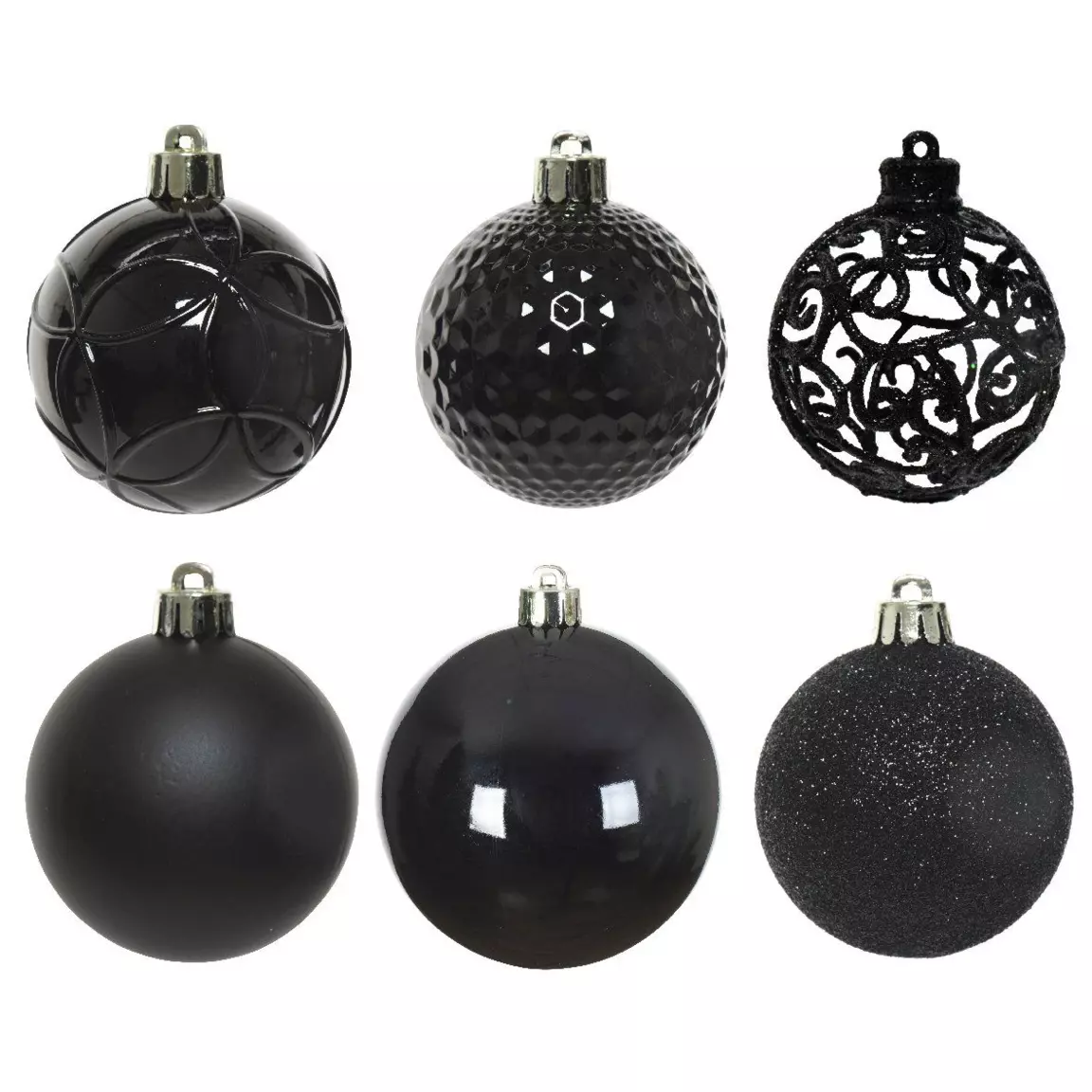 Lot de 37 boules de Noël (D60 mm) Alpine mix Noir
