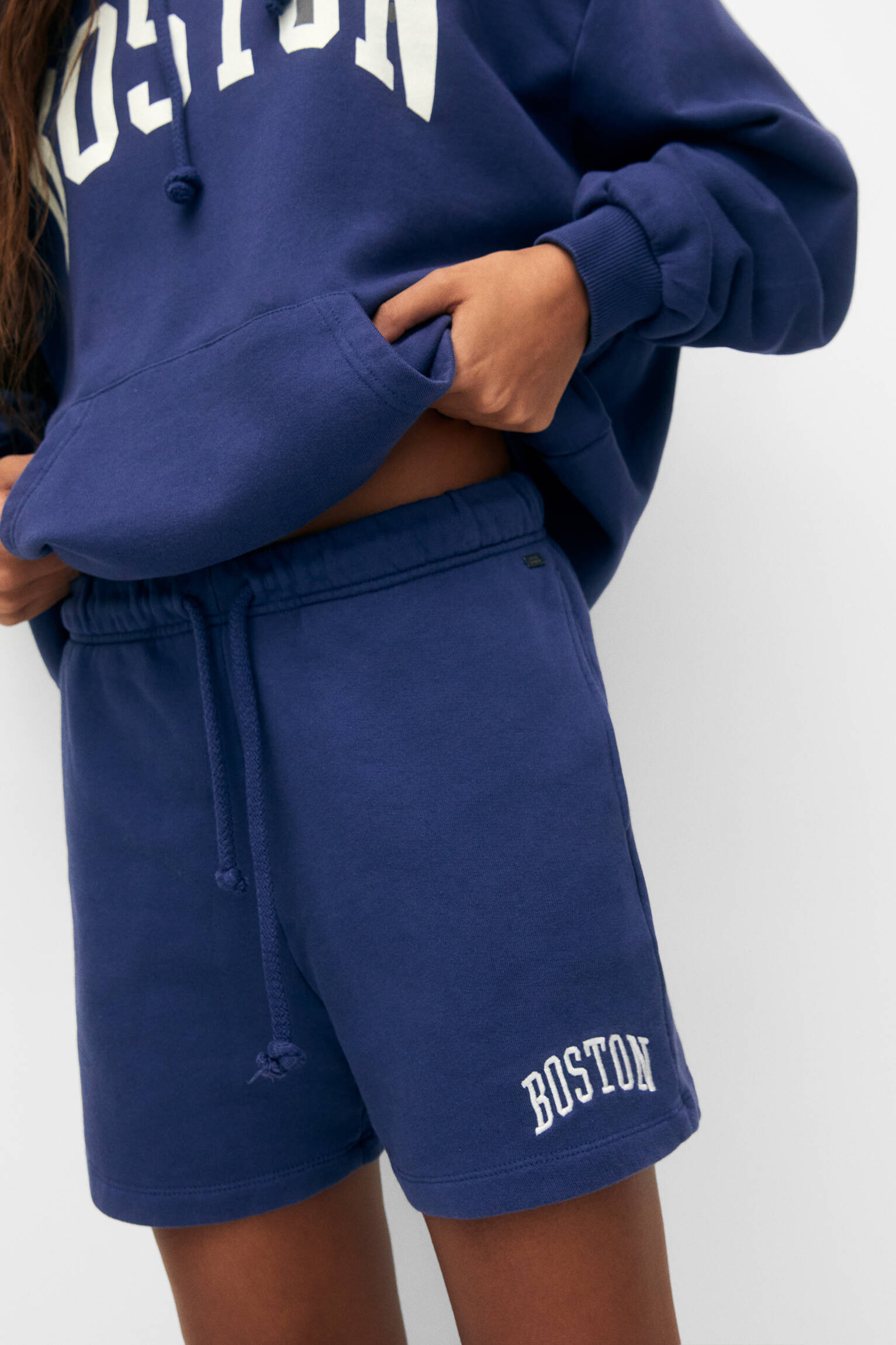 Conjunto de moletom Boston Bermuda Jogger - Azul Marinho